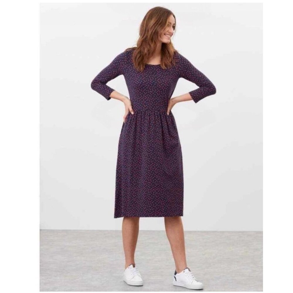 Joules Navy and Pink Polka Dot Dress